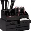 Relaxdays Make-up Organizer - Tweedelig - Cosmetica Opbergdoos + Lippenstift Houder - Zwart 2 Relaxdays Make-up Organizer - Tweedelig - Cosmetica Opbergdoos + Lippenstift Houder - Zwart -Poeder - Foundation Winkel 1032x1200 2