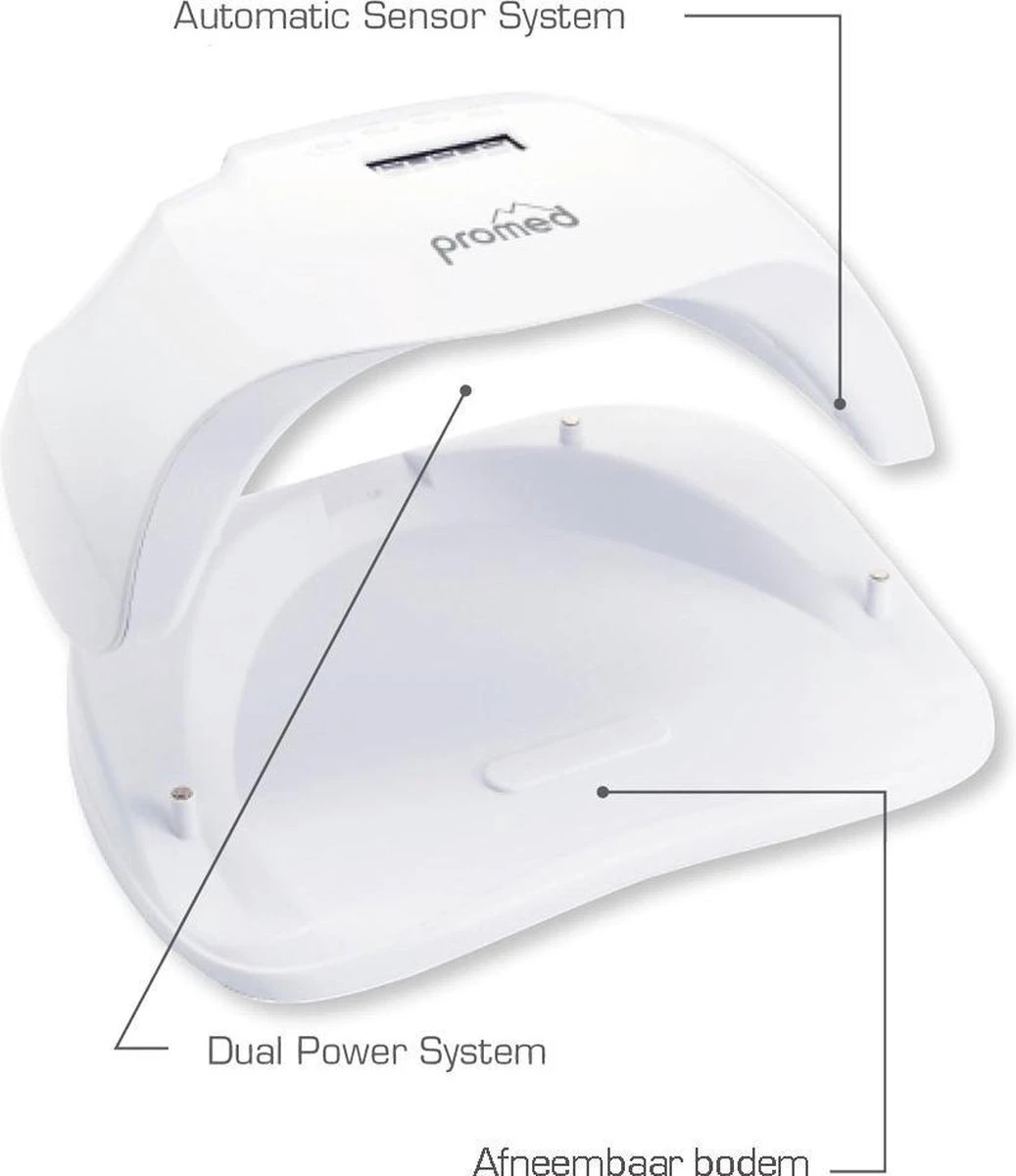Promed UVL-54 , Allround UV / LED Lamp Voor Nagels, Incl. Infrarood Sensor En Timer. Met High-Definition-LED's, Voorzien Van ' Anti-Heat-Funktion ' / ' Painless Function'' En Dual Power Systeem. 6 Promed UVL-54 , Allround UV / LED Lamp Voor Nagels, Incl. Infrarood Sensor En Timer. Met High-Definition-LED's, Voorzien Van ' Anti-Heat-Funktion ' / ' Painless Function'' En Dual Power Systeem. - Afbeelding 4