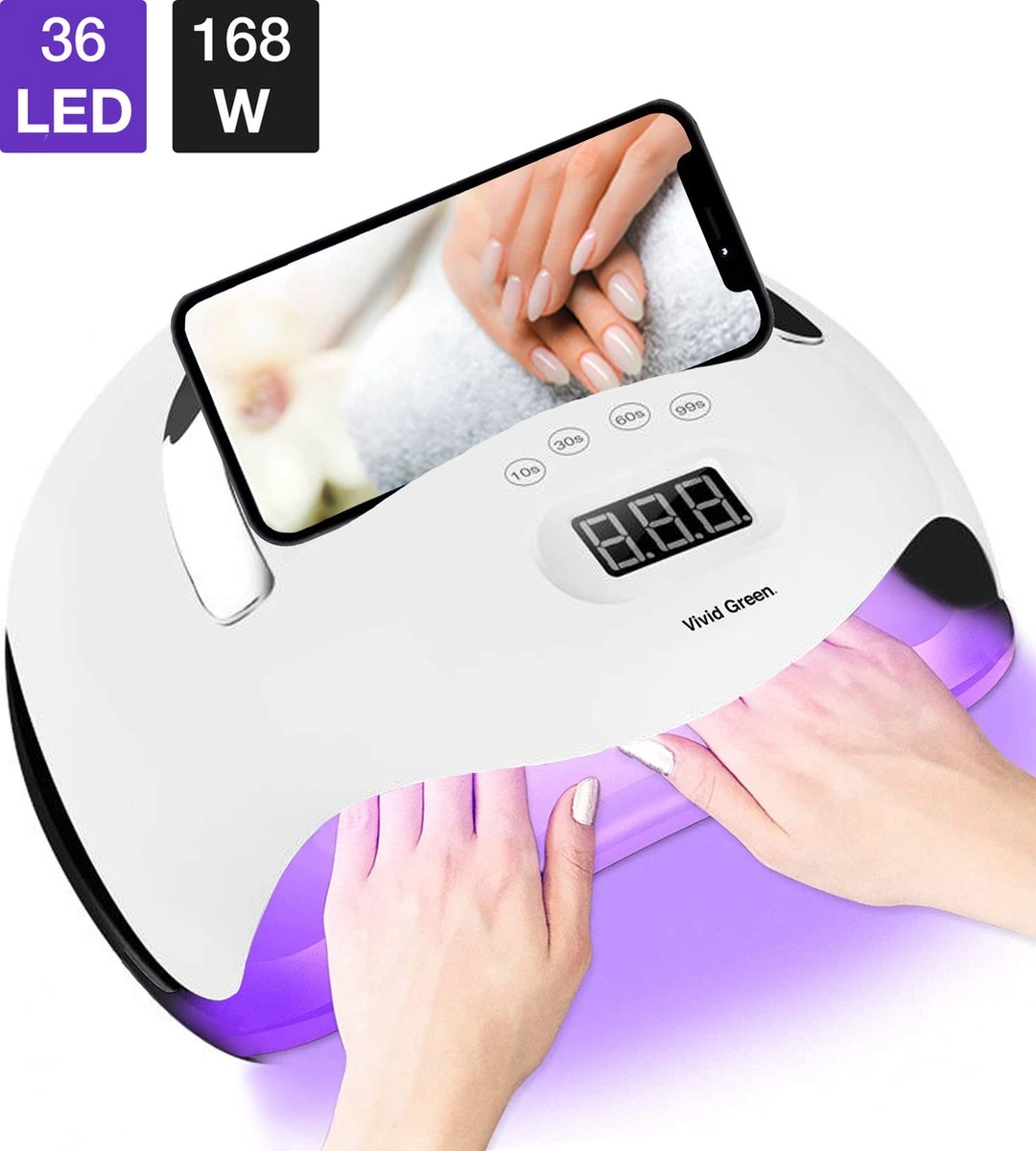 Vivid Green UV Lamp Gelnagels - Led Nagellamp - Gellak Nagel Lamp - Nageldroger - Naggellak Droger - Nagels - 168W 3 Vivid Green UV Lamp Gelnagels - Led Nagellamp - Gellak Nagel Lamp - Nageldroger - Naggellak Droger - Nagels - 168W