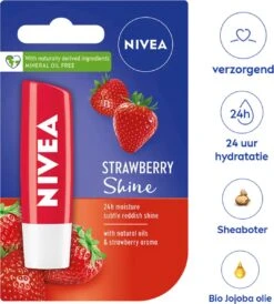 Nivea - Labello Strawberry Shine Lippenbalsem - 5,5 Ml Stick - Lipbalsem - Lipbalm - Lipverzorging - Verrijkt Met Shea Boter En Bio Jojoba Olie -Poeder - Foundation Winkel 1082x1200