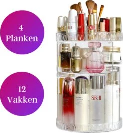 LuZana Make-Up Organizer - Beauty Organizer Voor Make Up - 360° Roterend - Opbergbox - Opbergdoos Cosmetica - Sieradendoos - Nagellak - Lippenstift - Transparant - Cadeautje Voor Vrouw -Poeder - Foundation Winkel 1109x1200 2