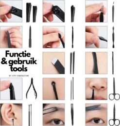⭐ATV PERFECTUM Luxe 18-delige - Manicure Set - Zwart Manicureset - Manicure Setje Pedicureset - Nagelschaartje - Nagelknipper – Nagelknipper Set - Manicureset - Manicuresetje -Poeder - Foundation Winkel 1147x1200 2