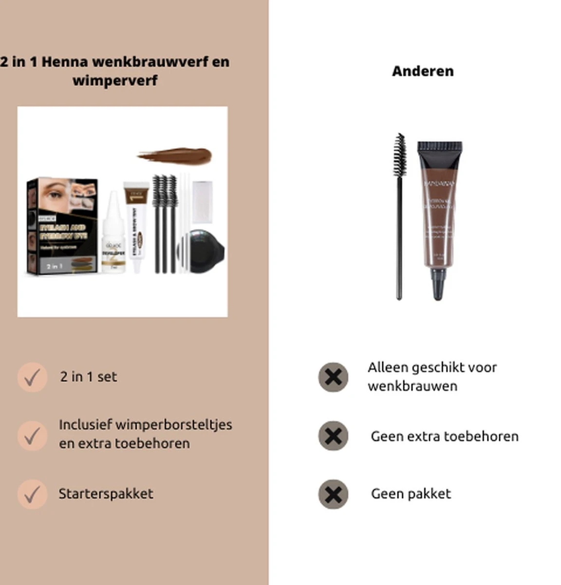 2 In 1 - Henna Wenkbrauwverf En Wimperverf - Bruin - Henna Brows - DIY Henna Brows Kit - Starterspakket 7 2 In 1 - Henna Wenkbrauwverf En Wimperverf - Bruin - Henna Brows - DIY Henna Brows Kit - Starterspakket - Afbeelding 5