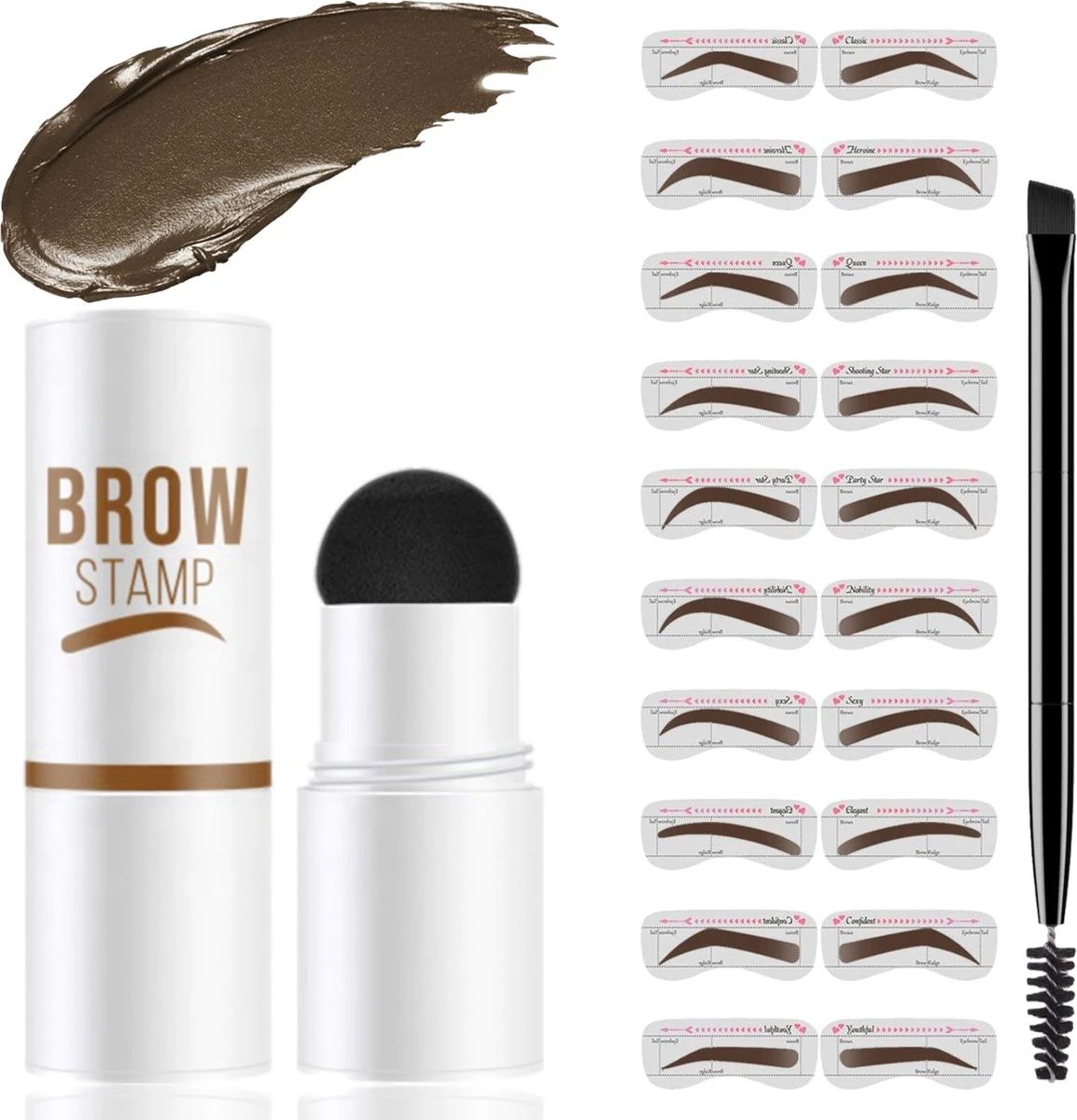 Merkloos Premium Wenkbrauw Stempel - Wenkbrauw Sjabloon - Wenkbrauwstempel - Brow Stamp - 10 Sjablonen - Borsteltje - Herbruikbaar - Waterdicht - Cadeau Voor Haar - Mediumbruin 3 Merkloos Premium Wenkbrauw Stempel - Wenkbrauw Sjabloon - Wenkbrauwstempel - Brow Stamp - 10 Sjablonen - Borsteltje - Herbruikbaar - Waterdicht - Cadeau Voor Haar - Mediumbruin