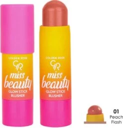 Golden Rose MISS BEAUTY GLOW STICK BLUSHER NO:01 PEACH FLASH Handige Blush Stick Met Een Zachte Kleur
