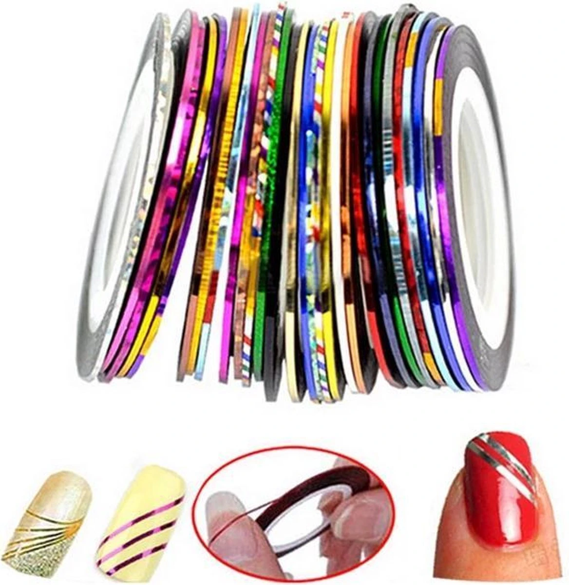 10 Rolletjes Striper 1mm Nail Art Striping Tape / Sparkolia Decoratie Sticker Nagel / Multicolor Gemengde Kleuren 9 10 Rolletjes Striper 1mm Nail Art Striping Tape / Sparkolia Decoratie Sticker Nagel / Multicolor Gemengde Kleuren - Afbeelding 7