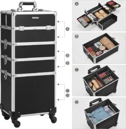 XXL PRO Visagie Beauty Case Koffer Trolley - Nagelkoffer Op Wielen Voor Makeup Of Cosmetica - Grote Uitklapbare Opbergsysteem Nagel Styliste Kapster - Zwart 15 XXL PRO Visagie Beauty Case Koffer Trolley - Nagelkoffer Op Wielen Voor Makeup Of Cosmetica - Grote Uitklapbare Opbergsysteem Nagel Styliste Kapster - Zwart -Poeder - Foundation Winkel 1169x1200 4
