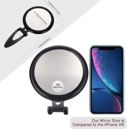 5 Inch, 20X Vergrootspiegel, Tweezijdige Spiegel, 20X/1X Vergroting, Opvouwbare Make-upspiegel Met Handheld/standaard, Gebruik Voor Make-up Toepassing, Pincet En Mee-eter/onzuiverheid Verwijdering -Poeder - Foundation Winkel 1174x1200 3