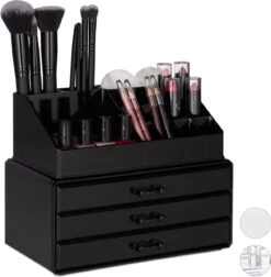 Relaxdays Make-up Organizer - Sieradendoosje - Cosmetica - Zwart -Poeder - Foundation Winkel 1177x1200 6