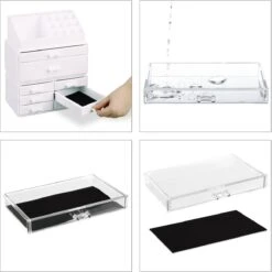 Relaxdays Make-up Organizer - Tweedelig - Cosmetica Opbergdoos - Transparant -Poeder - Foundation Winkel 1198x1200 13