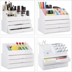 Relaxdays Make-up Organizer Klein - Stapelbaar - Sieradendoosje - Cosmetica - Opbergbox - Wit -Poeder - Foundation Winkel 1198x1200 14