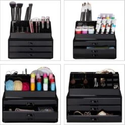 Relaxdays Make-up Organizer - Sieradendoosje - Cosmetica - Zwart -Poeder - Foundation Winkel 1198x1200 15