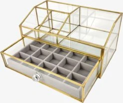 Make Up Organizer Stella | Goud| Cosmetica Organizer|sieraden Organizer | Make Up Organizer | Beautybox | Vitrine Boxje | Glazen Box |Makeup Organizer |Beauty Organizer | Makeupbox |Organizer | Storage Box |Make-uporganizer| Opbergdoos | Sieradendoos -Poeder - Foundation Winkel 1200x1012 2