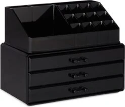 Relaxdays Make-up Organizer - Sieradendoosje - Cosmetica - Zwart -Poeder - Foundation Winkel 1200x1029 1