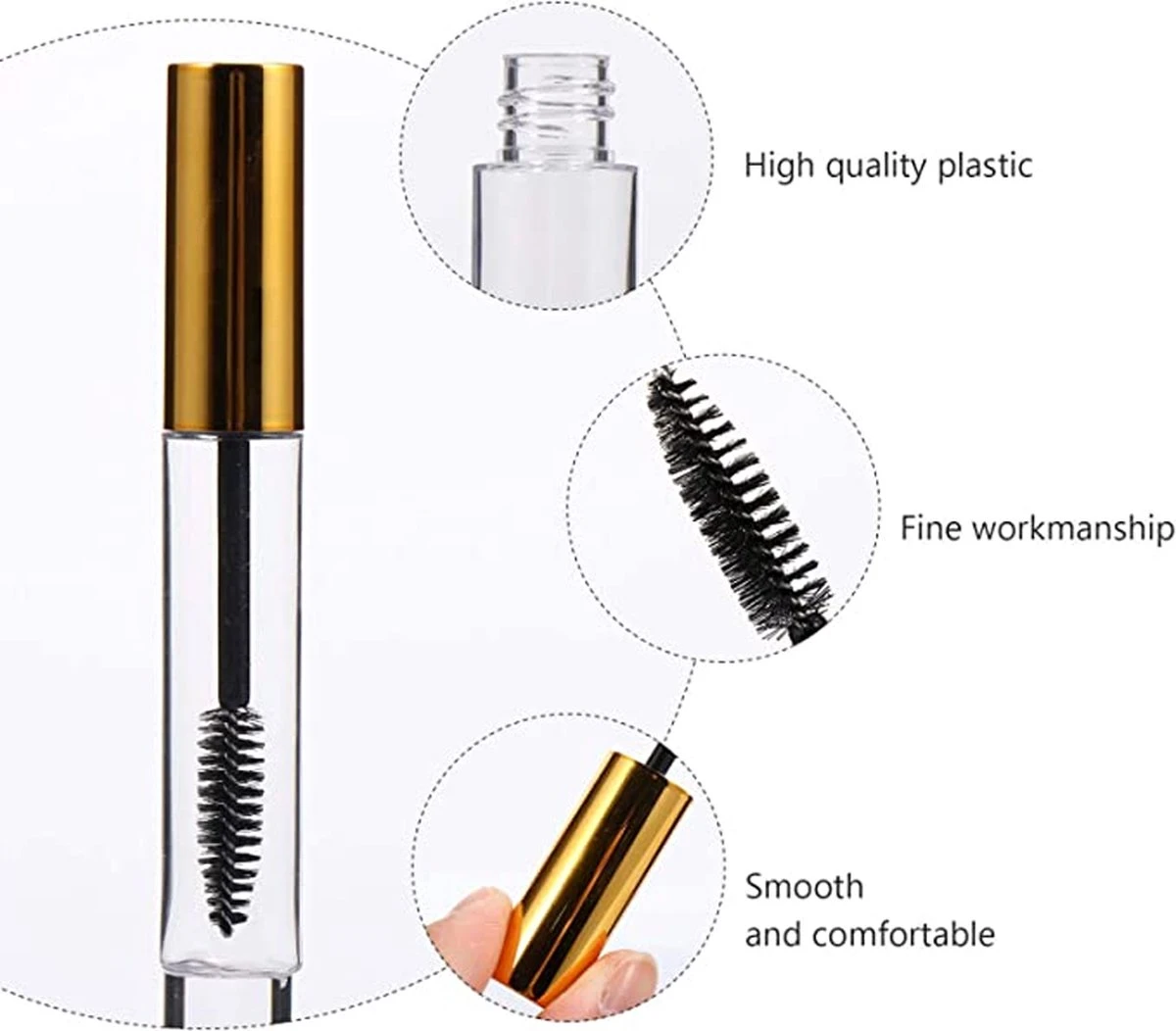 Mascara Tube Leeg - Premium Gold - Goud - 5 Tubes XL - Mascara Leeg - Mascara Flesje - Lege Tube 4 Mascara Tube Leeg - Premium Gold - Goud - 5 Tubes XL - Mascara Leeg - Mascara Flesje - Lege Tube - Afbeelding 2