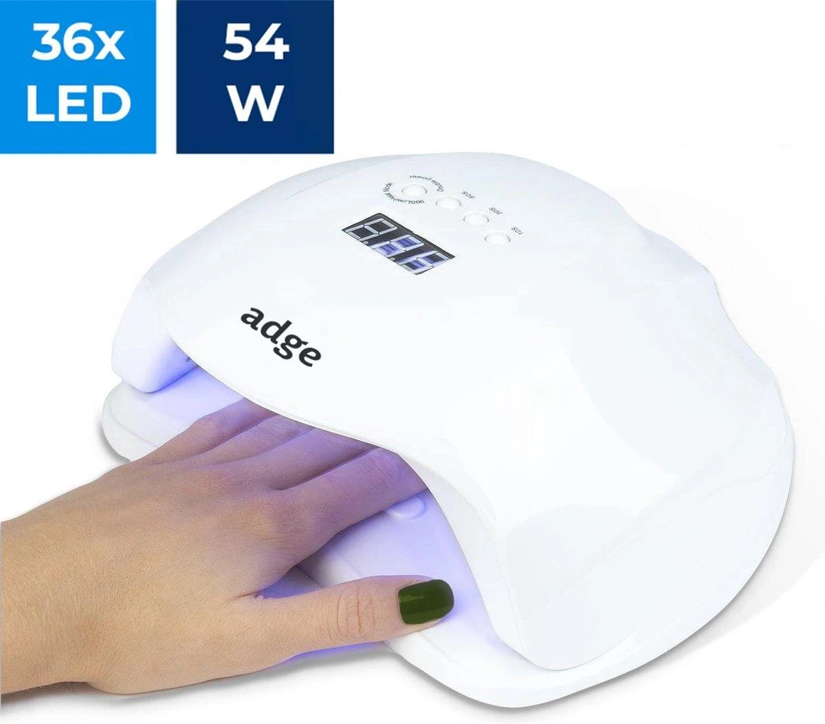 Adge - 54W LED Nageldroger Voor Gelnagels - Geschikt Voor ALLE Nagel Gellak - 36 LEDs - Met Timer 3 Adge - 54W LED Nageldroger Voor Gelnagels - Geschikt Voor ALLE Nagel Gellak - 36 LEDs - Met Timer