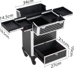 Monkey's Aluminium Kapperskoffer - Zwart - Beauty Case - Cosmeticakoffer - Make-upkoffer - Trolley - 360 Graden Wielen - 34 X 24 X 55.5 Cm -Poeder - Foundation Winkel 1200x1107 1