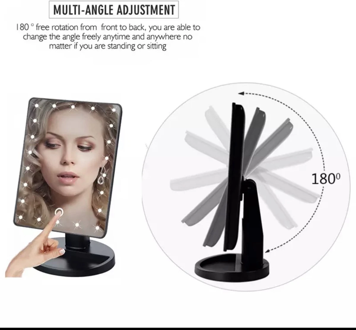 Merkloos Make Up Spiegel - Make Up Spiegel Met Verlichting - 16 LED Lampen - Make Up Organizer - Scheerspiegel - 4 Merkloos Make Up Spiegel - Make Up Spiegel Met Verlichting - 16 LED Lampen - Make Up Organizer - Scheerspiegel - - Afbeelding 2