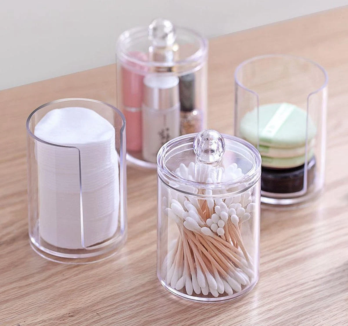 Without Lemon - Wattenstaafjes En Wattenschijfjes Houder - Dubbel Transparant Opberghouder - Opbergdoosje - Makeup Organizer - Zonder Zijopening - Met Deksel - Stapelbaar 4 Without Lemon - Wattenstaafjes En Wattenschijfjes Houder - Dubbel Transparant Opberghouder - Opbergdoosje - Makeup Organizer - Zonder Zijopening - Met Deksel - Stapelbaar - Afbeelding 2