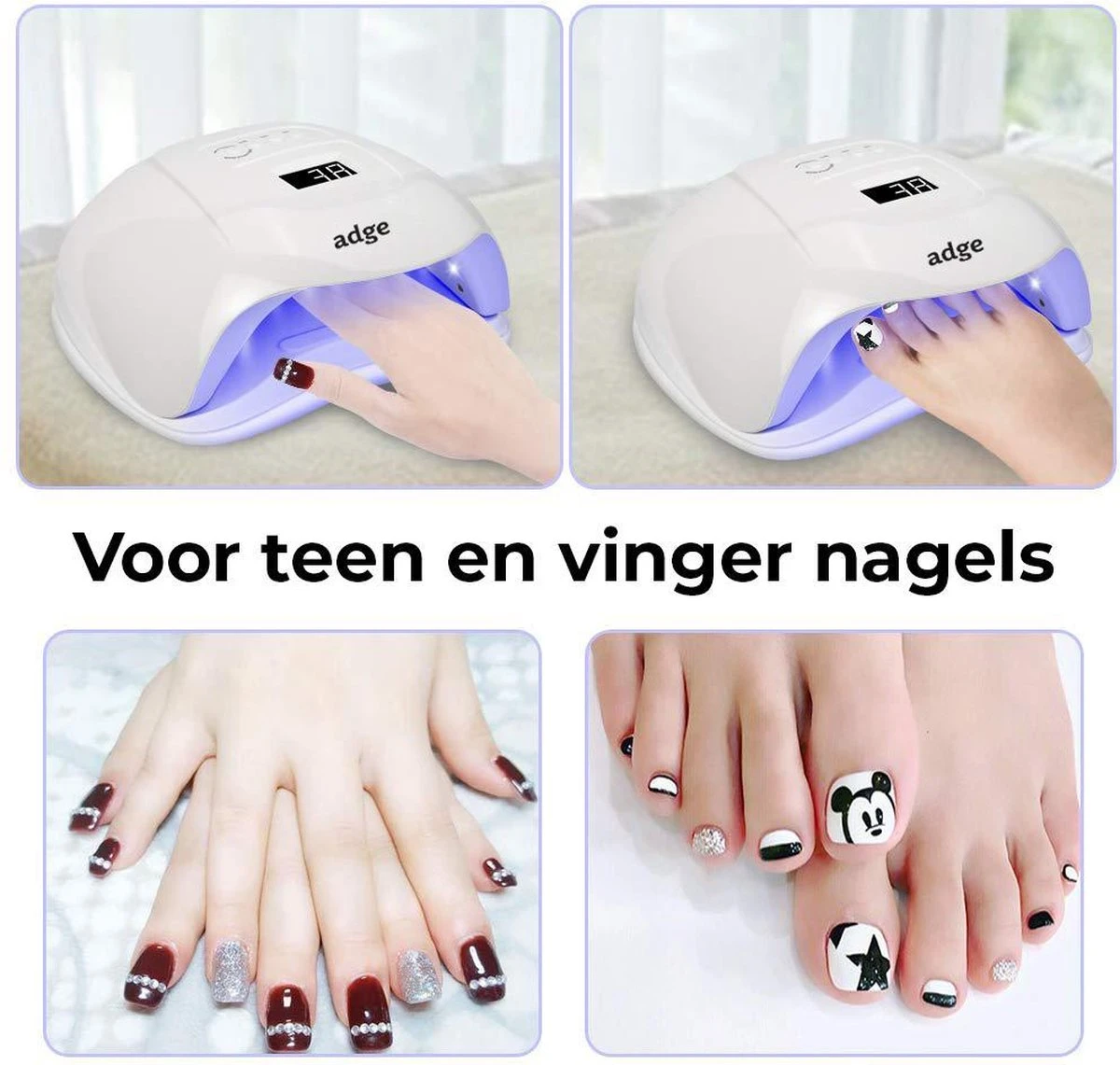 Adge - 54W LED Nageldroger Voor Gelnagels - Geschikt Voor ALLE Nagel Gellak - 36 LEDs - Met Timer 4 Adge - 54W LED Nageldroger Voor Gelnagels - Geschikt Voor ALLE Nagel Gellak - 36 LEDs - Met Timer - Afbeelding 2