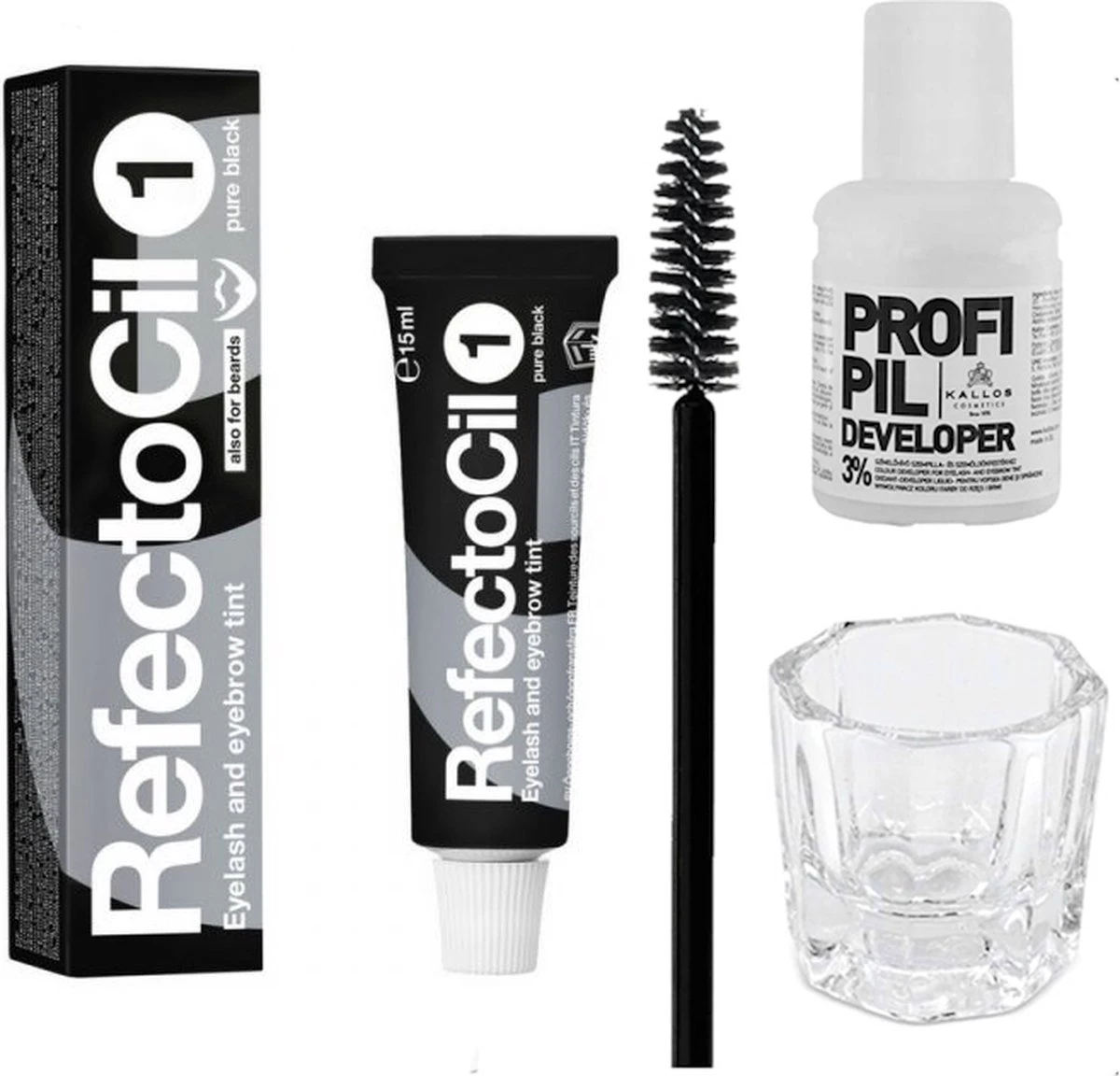 Refectocil Henna Set Incl. Brush & Mengglas #1 Zwart 3 Refectocil Henna Set Incl. Brush & Mengglas #1 Zwart