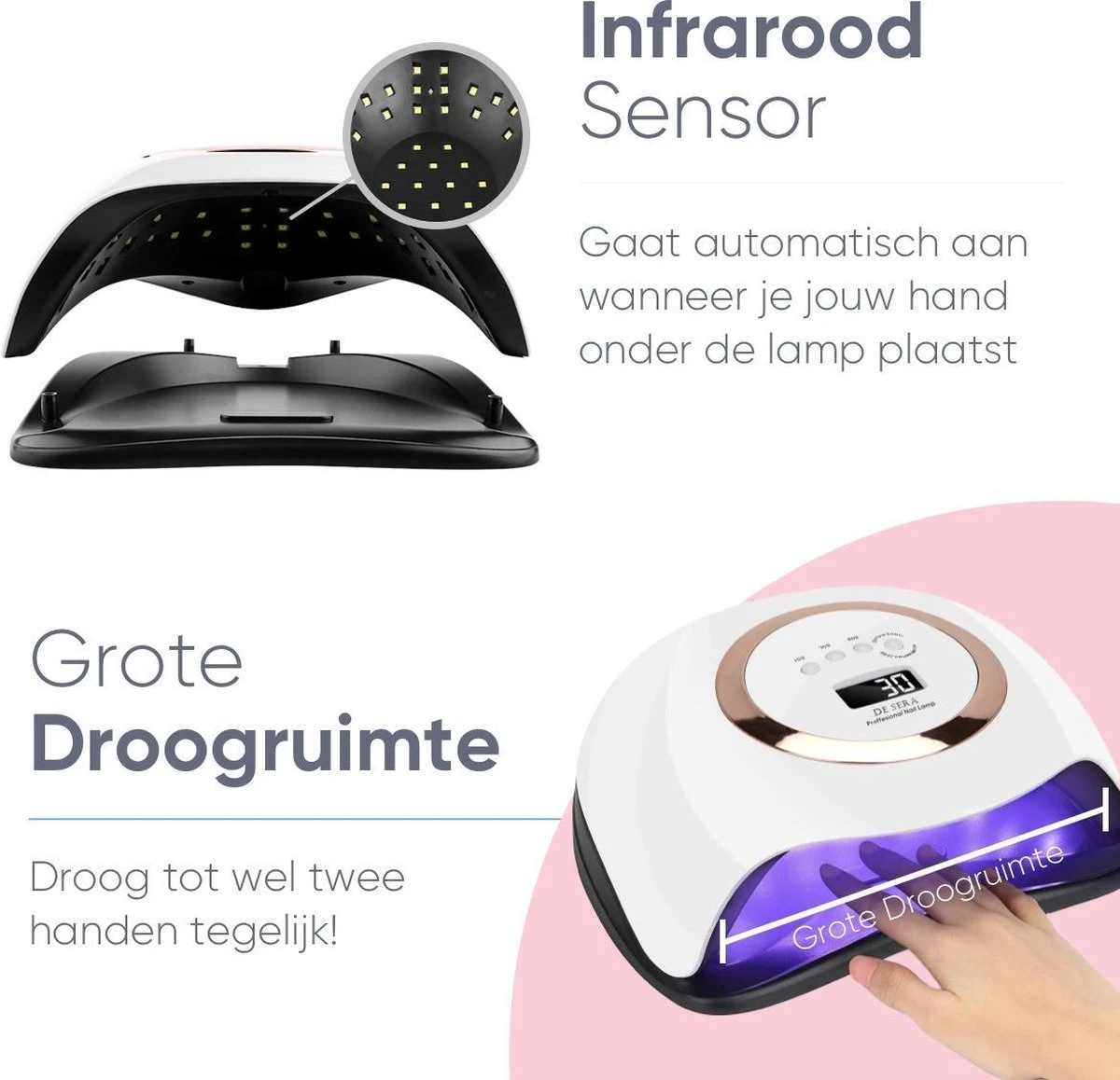 De Sera UV Lamp Gelnagels 168W - LED Lamp Nagels - Gellak Lamp - Nageldroger Met 2.5 Meter Lang Snoer - Wit 5 De Sera UV Lamp Gelnagels 168W - LED Lamp Nagels - Gellak Lamp - Nageldroger Met 2.5 Meter Lang Snoer - Wit - Afbeelding 3