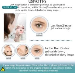 5 Inch, 20X Vergrootspiegel, Tweezijdige Spiegel, 20X/1X Vergroting, Opvouwbare Make-upspiegel Met Handheld/standaard, Gebruik Voor Make-up Toepassing, Pincet En Mee-eter/onzuiverheid Verwijdering -Poeder - Foundation Winkel 1200x1160 1