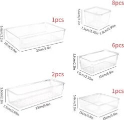 Aokyom Make-uporganizer, 18 Stuks, Kunststof Opbergdozen Voor Kantoor, Lades, Organizer, Lade-organizer, Doorzichtige Lade-inzet Voor Bureau, Keuken, Badkamer -Poeder - Foundation Winkel 1200x1163 5