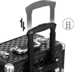 Merkloos Trolley, Make-up Koffer, Cosmetische Koffer, Voor Nageldesign, Make-up Organizer, Koffer Met Draagtas, Zwart JHZ04B -Poeder - Foundation Winkel 1200x1170 12