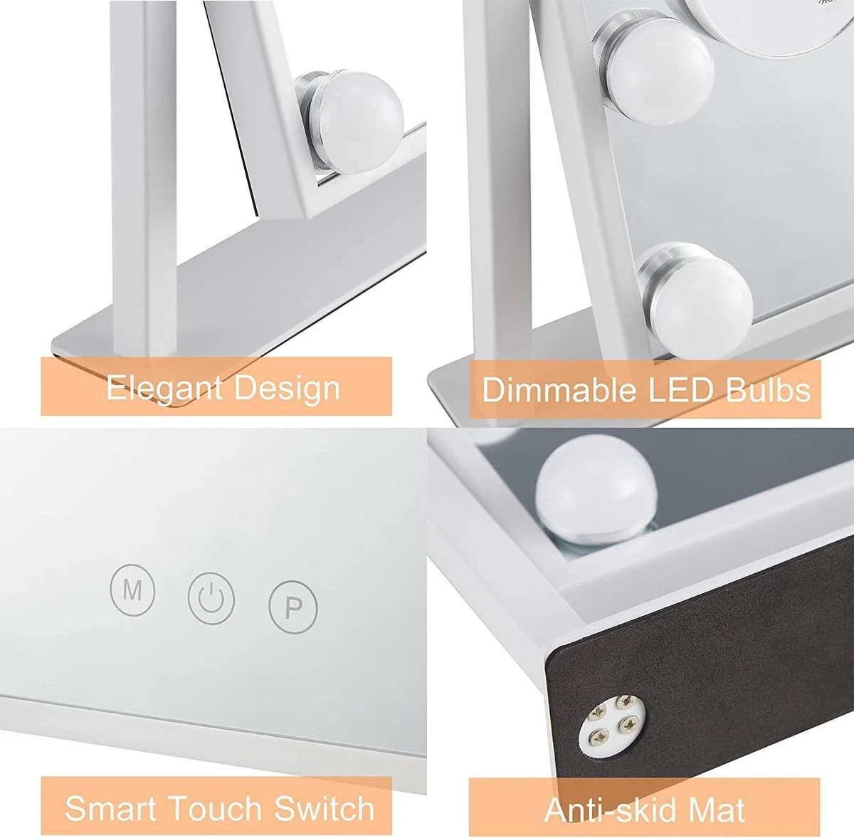 Bright Beauty Vanity Make Up Spiegel Met Verlichting - Zwart - Dimbaar Met Drie Lichtstanden 5 Bright Beauty Vanity Make Up Spiegel Met Verlichting - Zwart - Dimbaar Met Drie Lichtstanden - Afbeelding 3