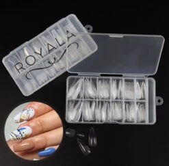 Royala 107 - Ballerina Coffin Binnen En Buiten Full Frosted - Full Cover - Nageltips - Nepnagels - Plaknagels - In Assortimentsbox - 120 Stuks 12 Maten - Voor Gellak Acrylnagellak En PolyGel Nagels - Royala Frosted Tips Line -Poeder - Foundation Winkel 1200x1180 2