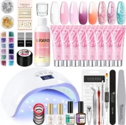 Polygel- Polygel Kit- Polygel Nagels- Polygel Starter Set - RH0594： Thin Nail File 1 Grey Nail File 1 48W White Nail Dryer Helmet Lamp 220V 1 Curved Tweezers 1 Glass Cup 1 Cuticle Fork 1 Cuticle Pusher 1 Nail Cutter 1 Dual End Nail Brush 1 8G Nail Gl -Poeder - Foundation Winkel 1200x1191 12