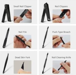 Nagelknipper Set - Pedicureset - 15 Delige - Roestvrij Staal - Met Draagkoffer - Geel Zwart -Poeder - Foundation Winkel 1200x1192 8