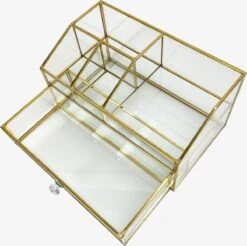 Make Up Organizer Stella | Goud| Cosmetica Organizer|sieraden Organizer | Make Up Organizer | Beautybox | Vitrine Boxje | Glazen Box |Makeup Organizer |Beauty Organizer | Makeupbox |Organizer | Storage Box |Make-uporganizer| Opbergdoos | Sieradendoos -Poeder - Foundation Winkel 1200x1193 3