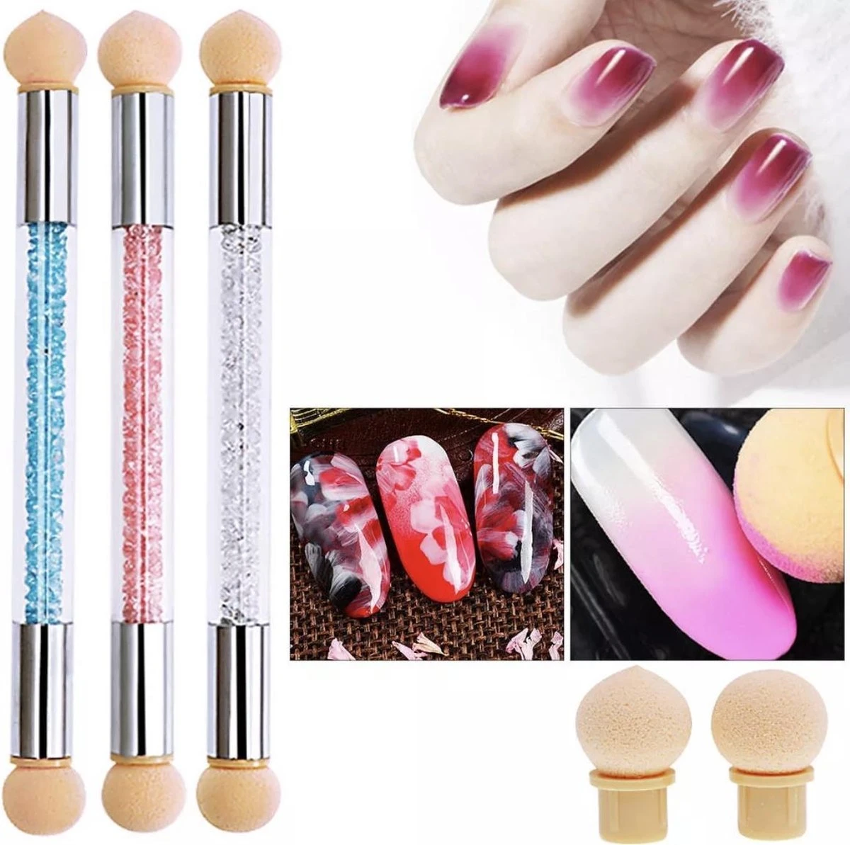 GUAPÀ - Nail Art Penselen Spons Set Met Holografische Glitter Poeder Set Voor Het Maken Van Prachtige Nail Art Effecten Op Je Nagels - 6 Delige Nail Art Set 5 GUAPÀ - Nail Art Penselen Spons Set Met Holografische Glitter Poeder Set Voor Het Maken Van Prachtige Nail Art Effecten Op Je Nagels - 6 Delige Nail Art Set - Afbeelding 3