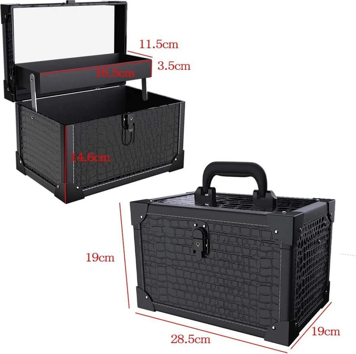 Make Up Koffer- Make Up Organizer- Beautycase -zwart -Make-upkoffer- Multifunctionele Koffer- Make-upkoffer- Sieradenkoffer- Kapperskoffer- Afneembare Schouderriem- Klassieke Zwarte Beautycase 10 Make Up Koffer- Make Up Organizer- Beautycase -zwart -Make-upkoffer- Multifunctionele Koffer- Make-upkoffer- Sieradenkoffer- Kapperskoffer- Afneembare Schouderriem- Klassieke Zwarte Beautycase - Afbeelding 8