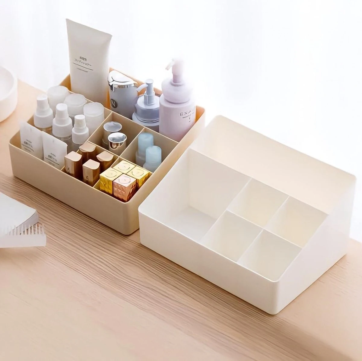 Merkloos Make-Up Organizer - Opbergdoos - Cosmetica - Wit/Creme -Sieraden - Nagelak - Make Up Organizer - Make Up Organizers 7 Merkloos Make-Up Organizer - Opbergdoos - Cosmetica - Wit/Creme -Sieraden - Nagelak - Make Up Organizer - Make Up Organizers - Afbeelding 5