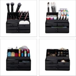 Relaxdays Make-up Organizer - Tweedelig - Cosmetica Opbergdoos - Transparant -Poeder - Foundation Winkel 1200x1198 25