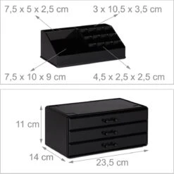 Relaxdays Make-up Organizer - Sieradendoosje - Cosmetica - Zwart -Poeder - Foundation Winkel 1200x1198 32