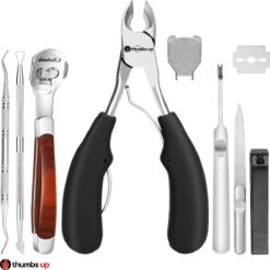 Thumbs Up 7-Delige Nagel Set - Ingegroeide Teennagel - Nageltang - Teennagelknipper - Nagelknipper Set - Zwart