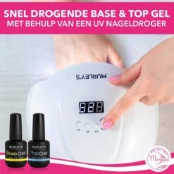 MURLEY’s Base & Top Coat Gellak Set- Acryl Basecoat & Topcoat - 2x 15ml - Gel Nagellak - Gelnagellak - UV / LED Lamp Gelnagels -Poeder - Foundation Winkel 1200x1200 1110
