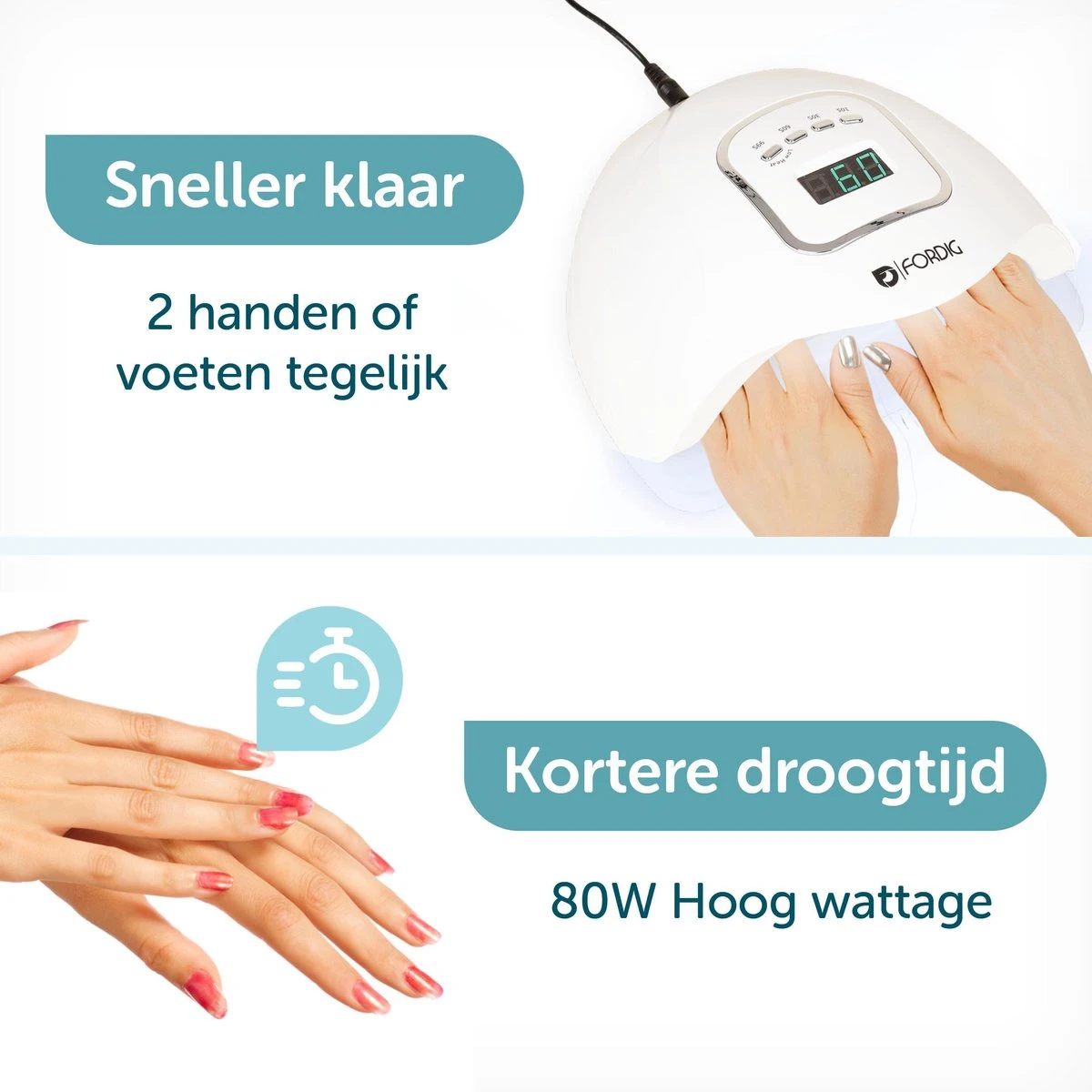 ForDig 80W Professionele Nageldroger Voor Gel Nagels - Nagellak Droger Met UV LED Lamp En Timer Voor Gelnagels - Nageldrogerlamp Met 45 LED Lampjes Voor Nagel Gellak - Geschikt Voor Manicure En Pedicure - Nagellakdroger Hard Gelpolish Builder 7 ForDig 80W Professionele Nageldroger Voor Gel Nagels - Nagellak Droger Met UV LED Lamp En Timer Voor Gelnagels - Nageldrogerlamp Met 45 LED Lampjes Voor Nagel Gellak - Geschikt Voor Manicure En Pedicure - Nagellakdroger Hard Gelpolish Builder - Afbeelding 5