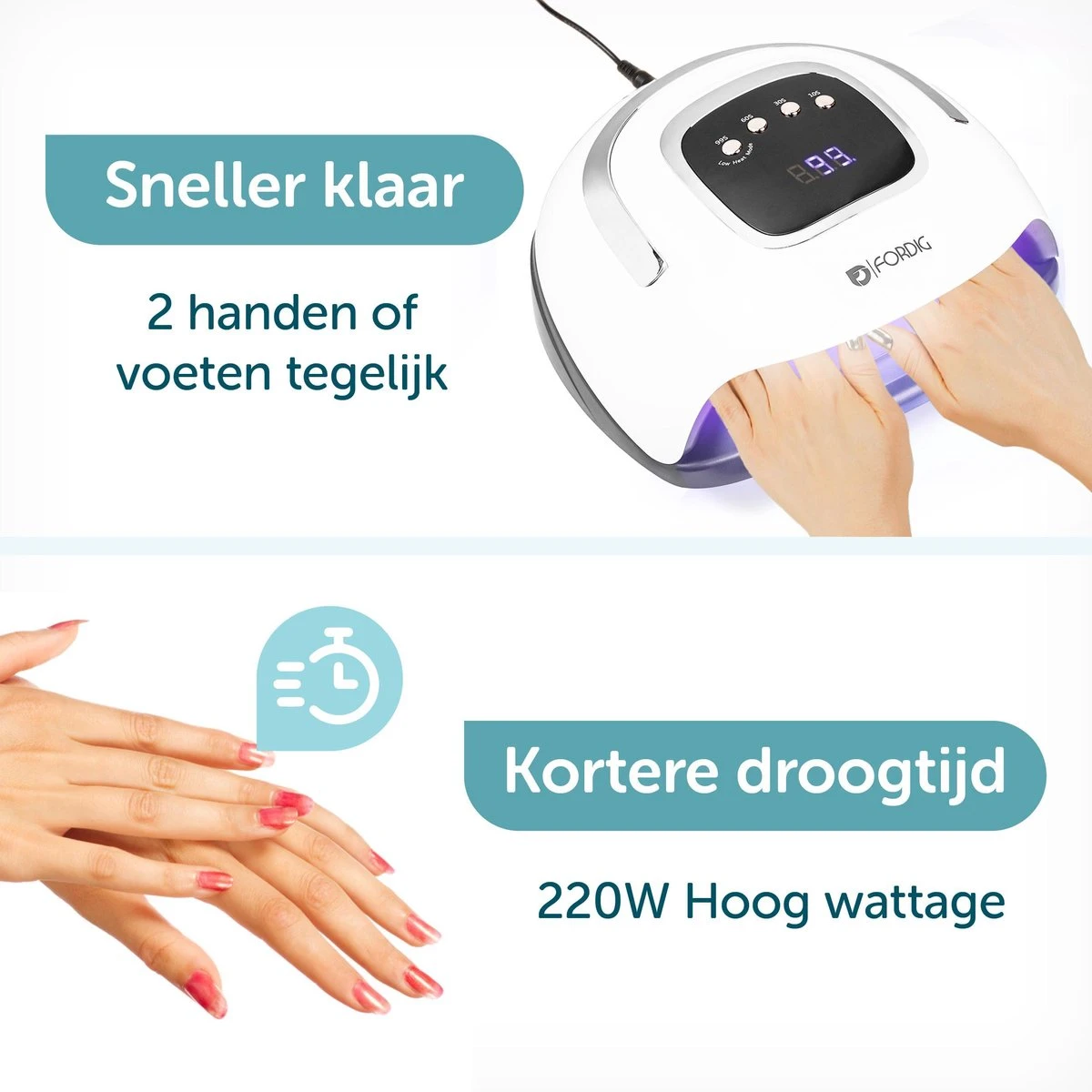 ForDig 220W Professionele Nageldroger Voor Gel Nagels - Nagellak Droger Met UV LED Lamp En Timer Voor Gelnagels - Nageldrogerlamp Met 57 LED Lampjes Voor Nagel Gellak - Geschikt Voor Manicure En Pedicure - Nagellakdroger Hard Gelpolish Builder 4 ForDig 220W Professionele Nageldroger Voor Gel Nagels - Nagellak Droger Met UV LED Lamp En Timer Voor Gelnagels - Nageldrogerlamp Met 57 LED Lampjes Voor Nagel Gellak - Geschikt Voor Manicure En Pedicure - Nagellakdroger Hard Gelpolish Builder - Afbeelding 2