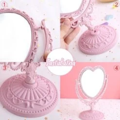 Merkloos Makeup Spiegel - Dubbelzijdig - Luxe - Draagbaar - Reis Make-up Spiegel - Roze -Poeder - Foundation Winkel 1200x1200 497