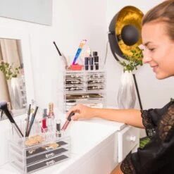 Relaxdays Make-up Organizer Klein - Stapelbaar - Sieradendoosje - Cosmetica - Opbergbox - Wit -Poeder - Foundation Winkel 1200x1200 533