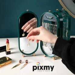 PIXMY® - Groen - Sieradenhouder - Oorbellenrekje - Sieradenrekje - Sieraden Organizer - Sieraden Doos - Sieraden Opbergen -Poeder - Foundation Winkel 1200x1200 552