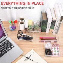 Aokyom Make-uporganizer, 18 Stuks, Kunststof Opbergdozen Voor Kantoor, Lades, Organizer, Lade-organizer, Doorzichtige Lade-inzet Voor Bureau, Keuken, Badkamer -Poeder - Foundation Winkel 1200x1200 560