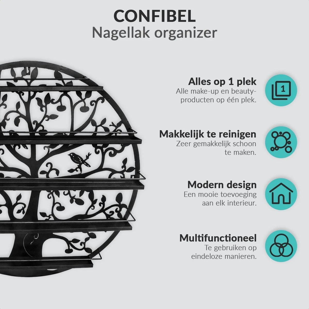 Confibel Nagellak Houder - Nagellak Flesjes Organizer - Essentiële Oliën Organizer - Rek Voor Flesjes - Wanddecoratie - Zwart 9 Confibel Nagellak Houder - Nagellak Flesjes Organizer - Essentiële Oliën Organizer - Rek Voor Flesjes - Wanddecoratie - Zwart - Afbeelding 7