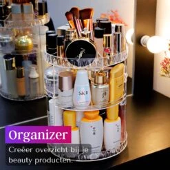 LuZana Make-Up Organizer - Beauty Organizer Voor Make Up - 360° Roterend - Opbergbox - Opbergdoos Cosmetica - Sieradendoos - Nagellak - Lippenstift - Transparant - Cadeautje Voor Vrouw -Poeder - Foundation Winkel 1200x1200 596