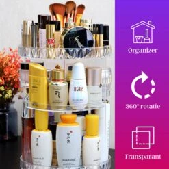 LuZana Make-Up Organizer - Beauty Organizer Voor Make Up - 360° Roterend - Opbergbox - Opbergdoos Cosmetica - Sieradendoos - Nagellak - Lippenstift - Transparant - Cadeautje Voor Vrouw -Poeder - Foundation Winkel 1200x1200 598